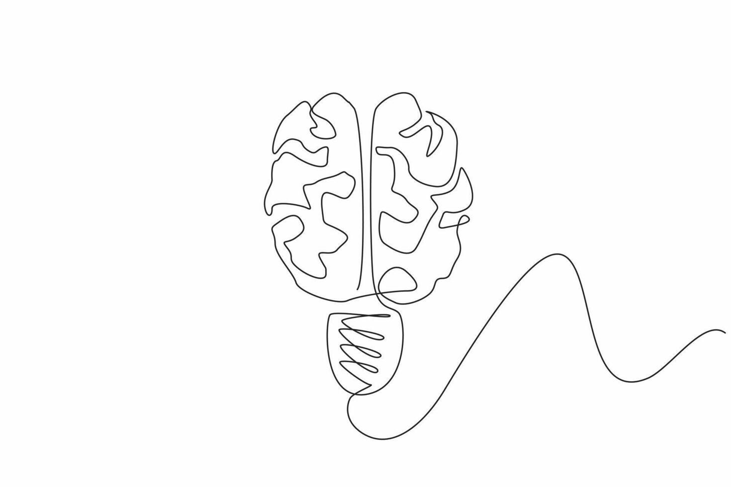 Continuous one line drawing light bulb from brain symbol. Clear brain produces the best ideas. Different thoughts. World Creativity and Innovation Day. Single line draw design vector