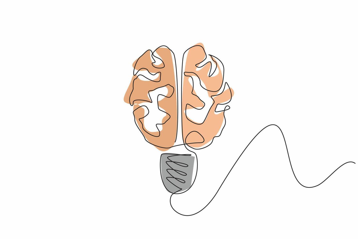 Continuous one line drawing light bulb from brain symbol. Clear brain produces the best ideas. Different thoughts. World Creativity and Innovation Day. Single line draw design illustration vector