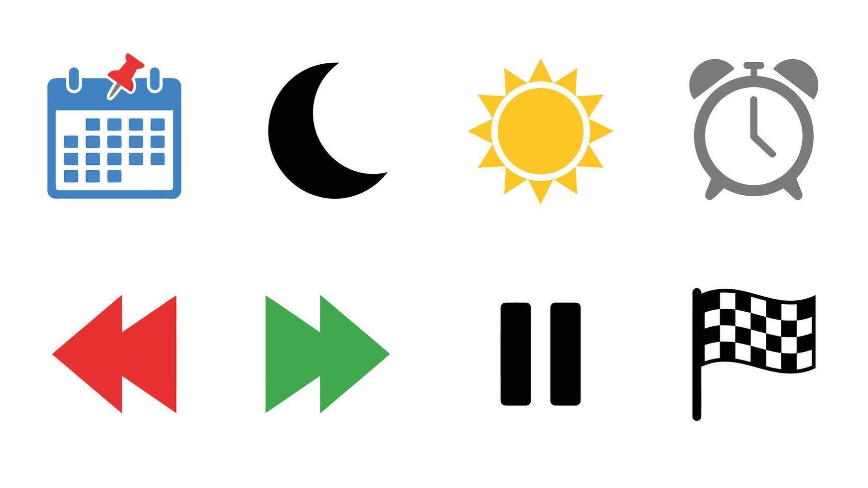 Icon Set for Time Scheduling and Media Control vector