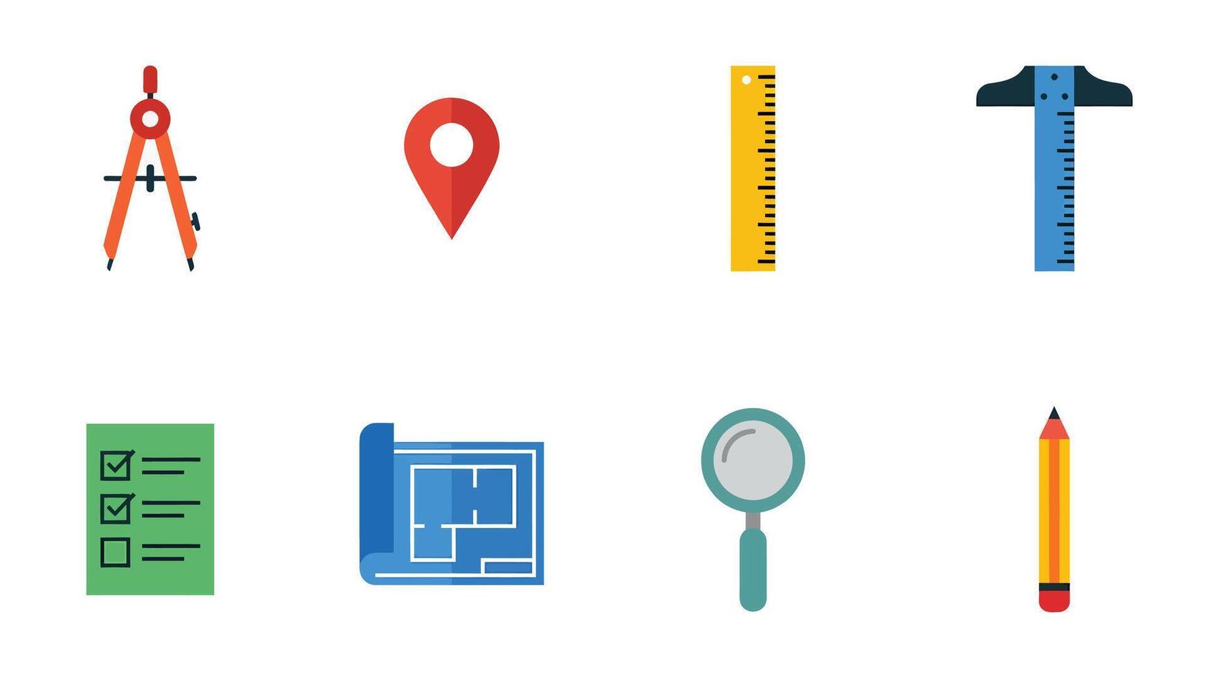 Drafting Tools and Planning Icons for Design Projects vector
