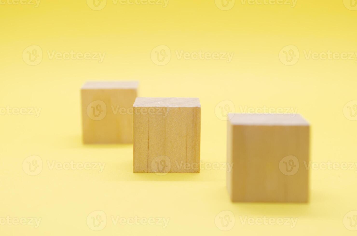 Close up view of isolated wooden cube with customizable space for text or ideas. Copy space concept photo