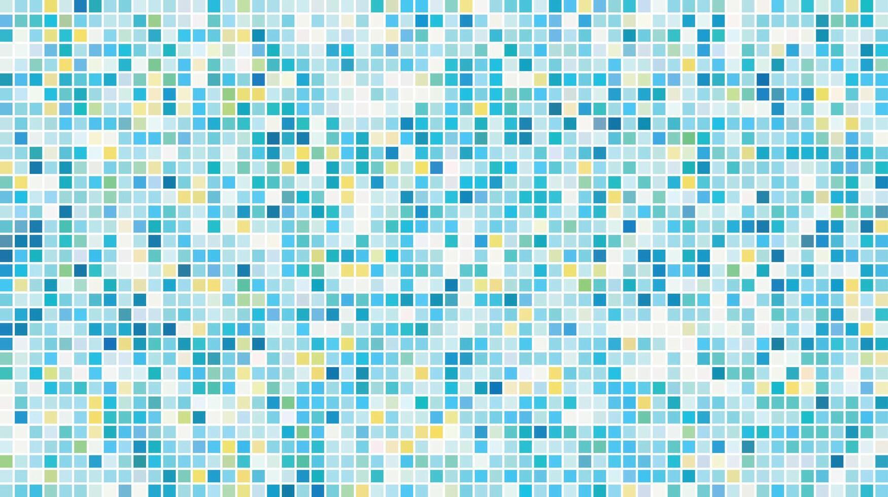 Light blue and yellow pixelated grid with geometric square pattern background vector