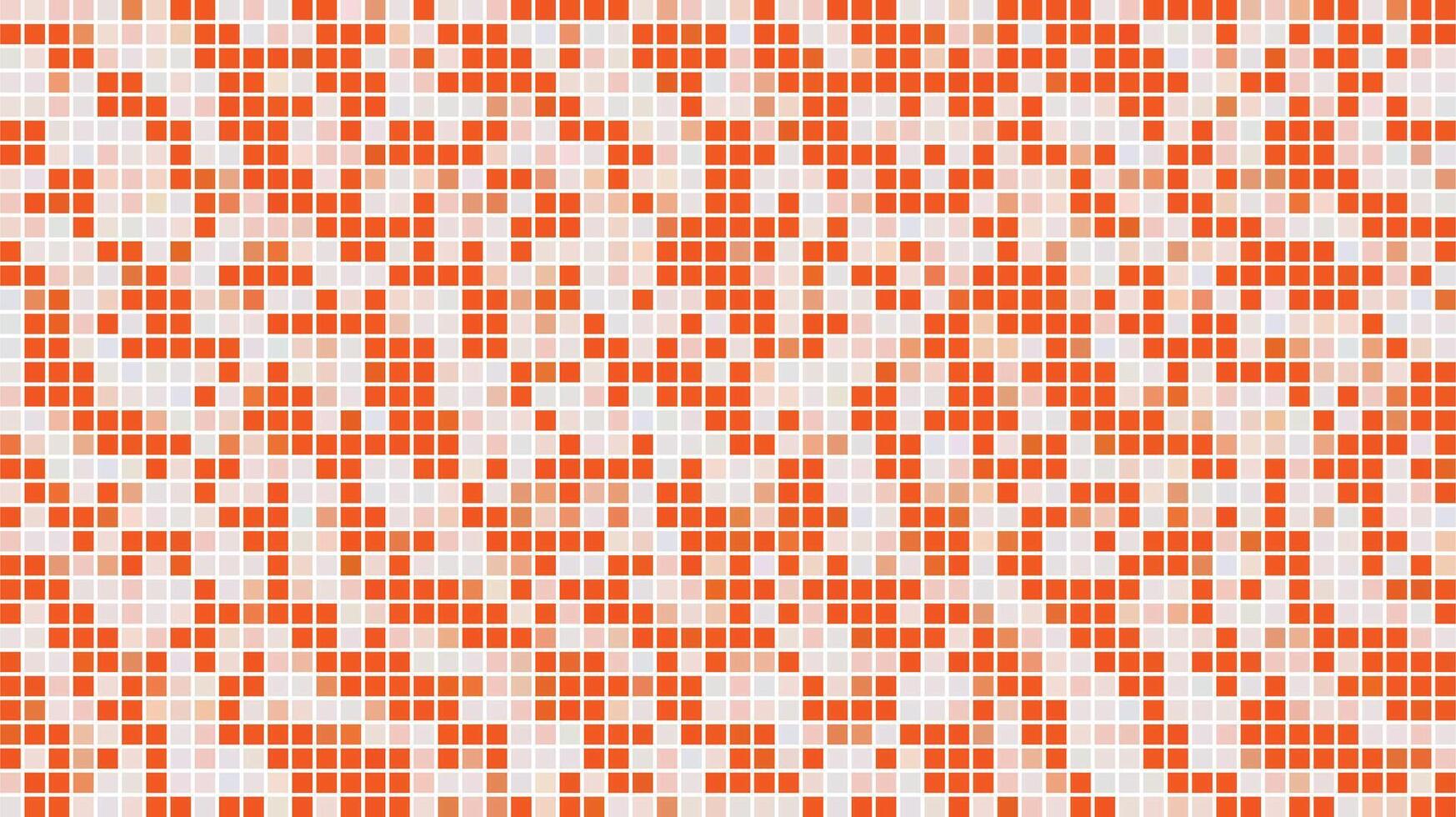Bright orange and white pixelated grid with geometric square shapes background vector