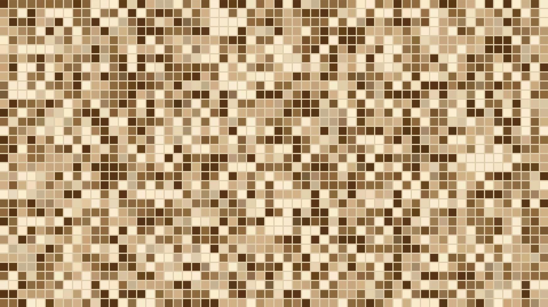 Monochromatic brown earth tone pixelated grid with geometric square shapes background vector