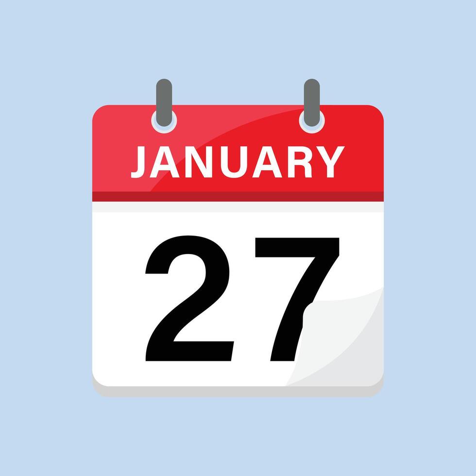 January twenty seventh calendar icon flat design style end of month business event vector