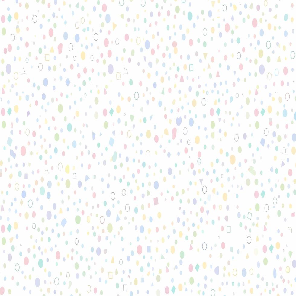 Playful abstract background with a cheerful scattering of tiny pastel geometric shapes, circles, squares, and triangles, creating a modern pattern ideal for festive designs vector