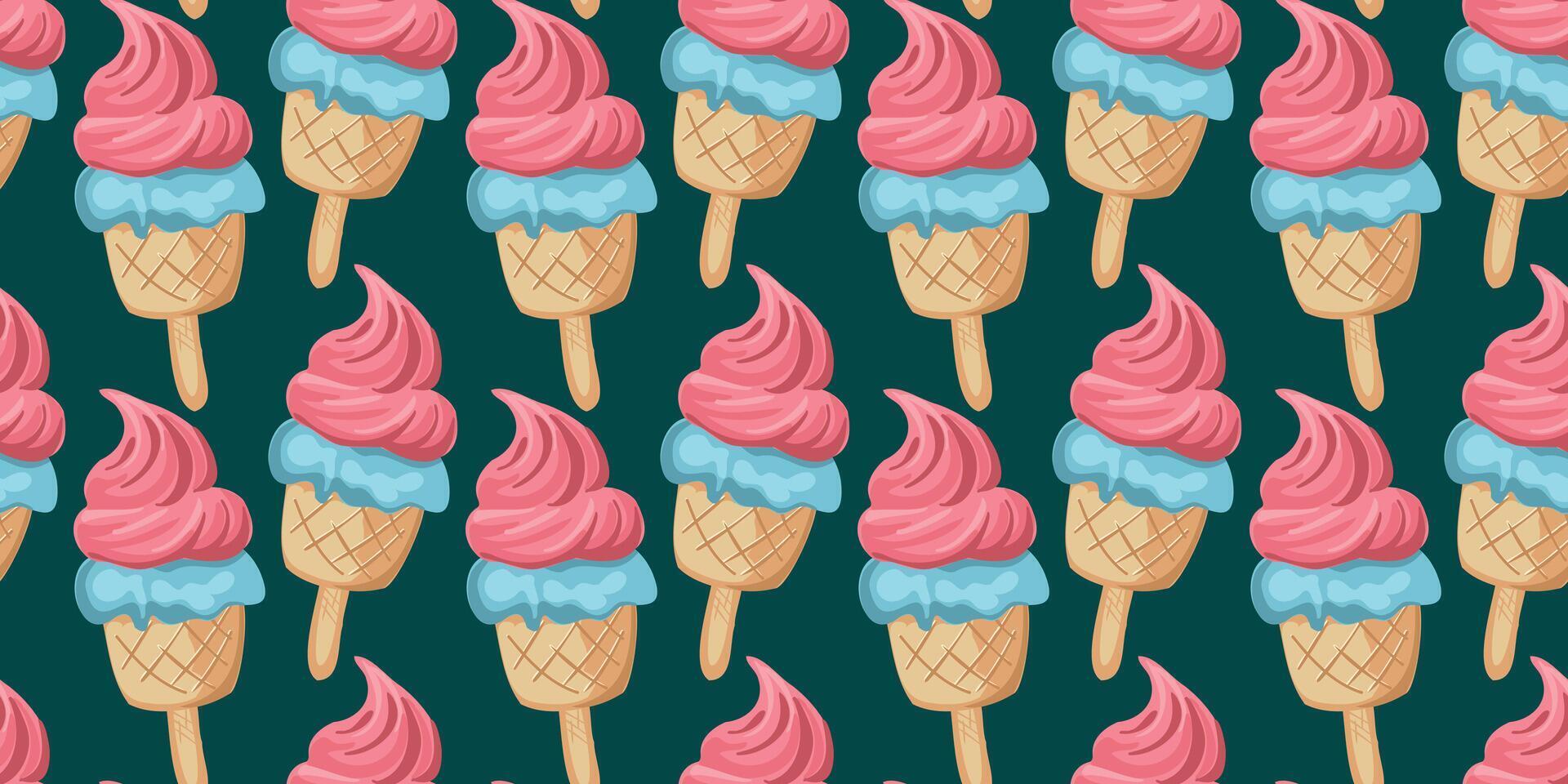decorative pattern with ice cream cones vector