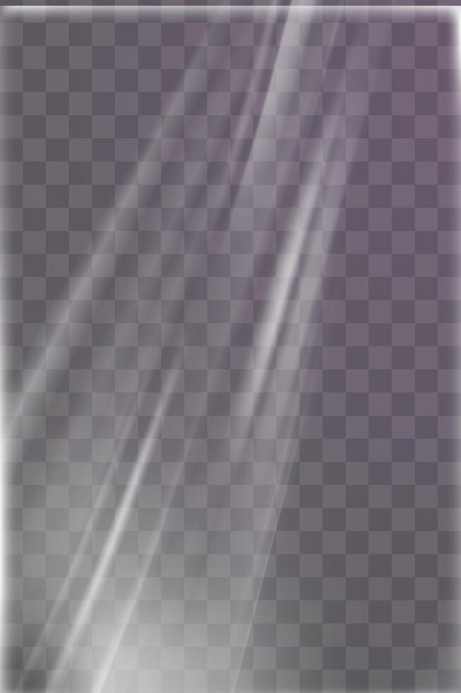 Glossy vertical plastic wrap texture with transparent file effect for packaging or document overlay vector