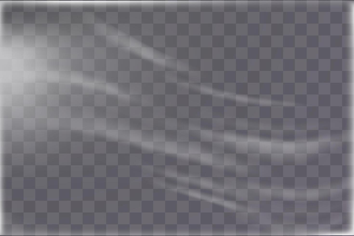 Wavy transparent shrink plastic wrap with light reflection and file texture overlay for packaging vector
