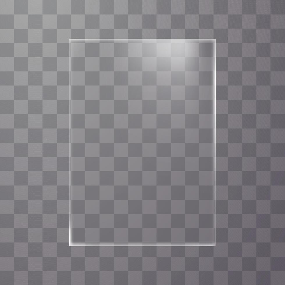 Horizontal transparent plastic sheet or document file mockup with soft edge light effect vector