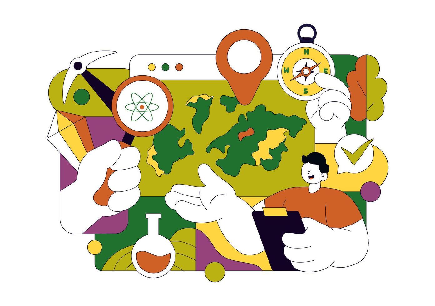 Soil Inspection Illustration Displaying Terrain Profiling And Geological Observation For Research Background vector