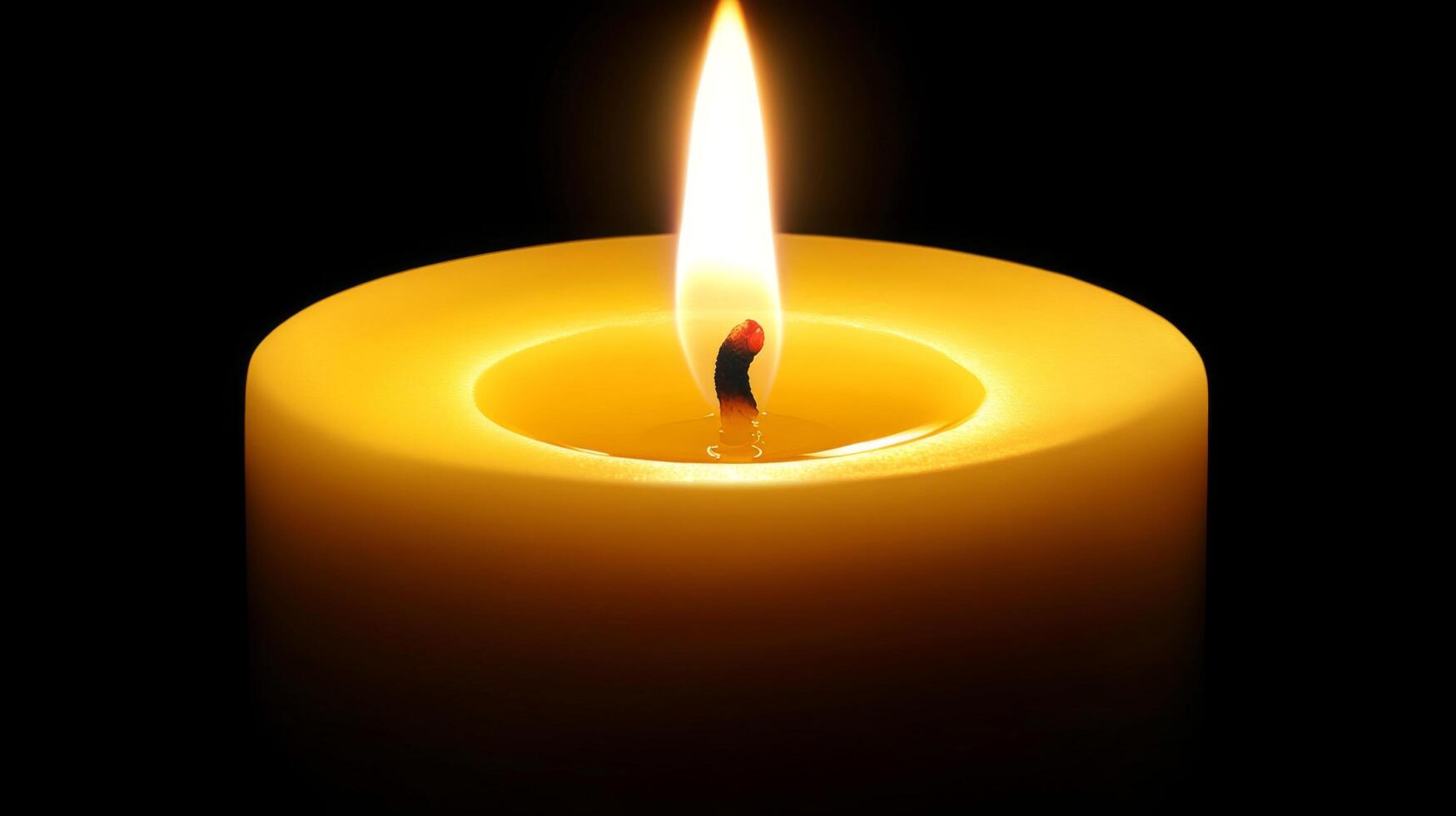 Close-up of a flickering candle flame in a dark room, casting soft shadows and creating a cozy ambiance, emphasizing photo