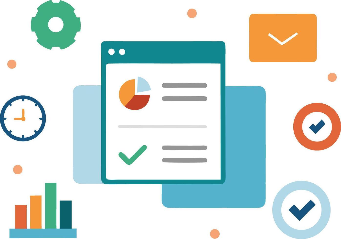 Streamlined Data Analysis A Modern Business Illustration for Efficiency and Productivity vector