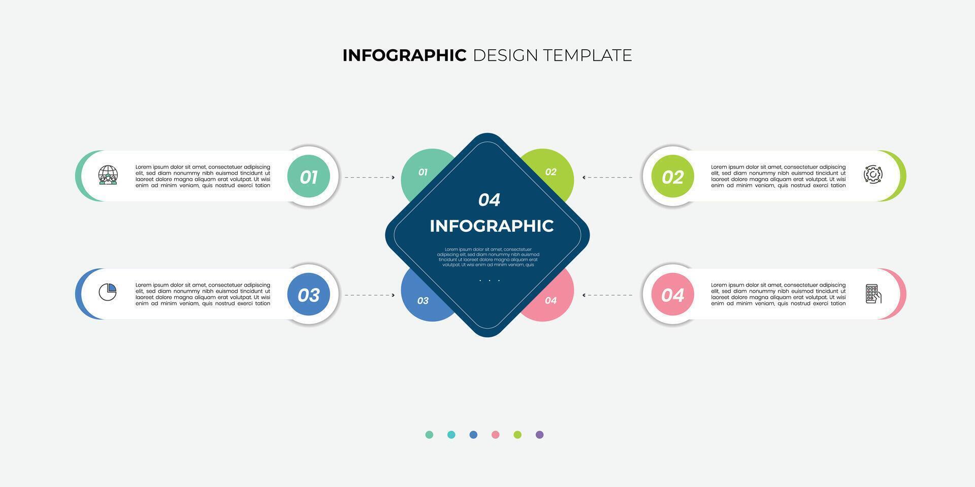 Modern Circle chart infographic template with 4 options for presentations. Infographic 4 diagram chart template for business 4, step presentation with diagram elements vector