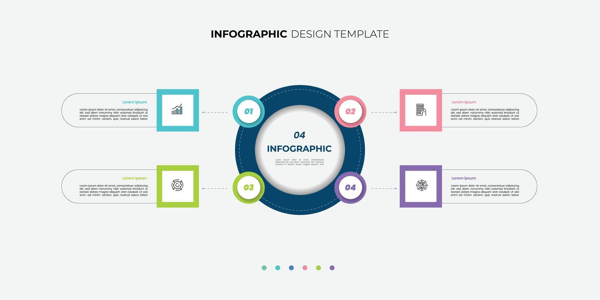 Modern Circle chart infographic template with 4 options for presentations. Infographic 4 diagram chart template for business 4, step presentation with diagram elements, infographics vector