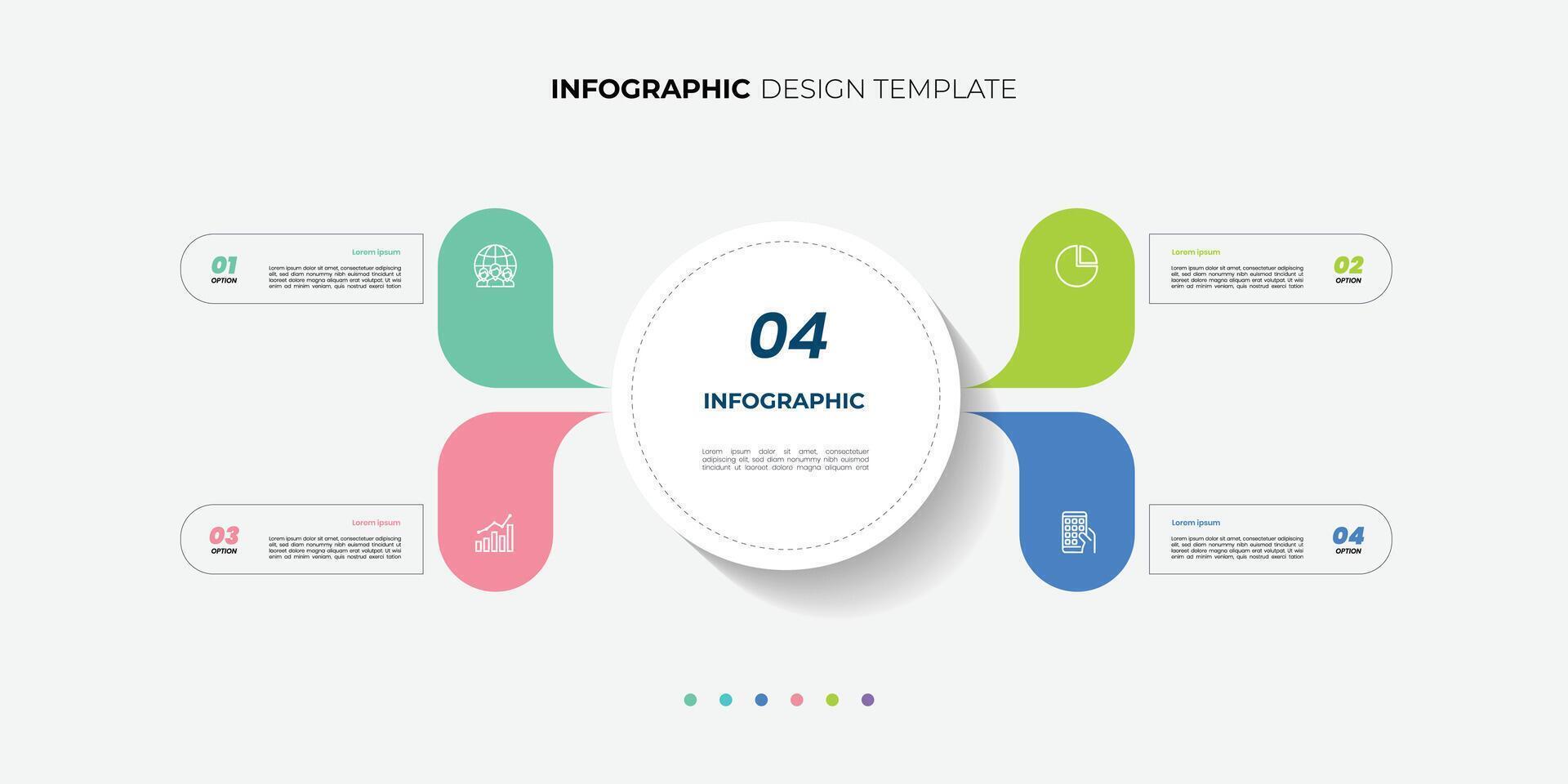 Modern Circle chart infographic template with 4 options for presentations. Infographic 4 diagram chart template for business 4, options, presentation with diagram element vector