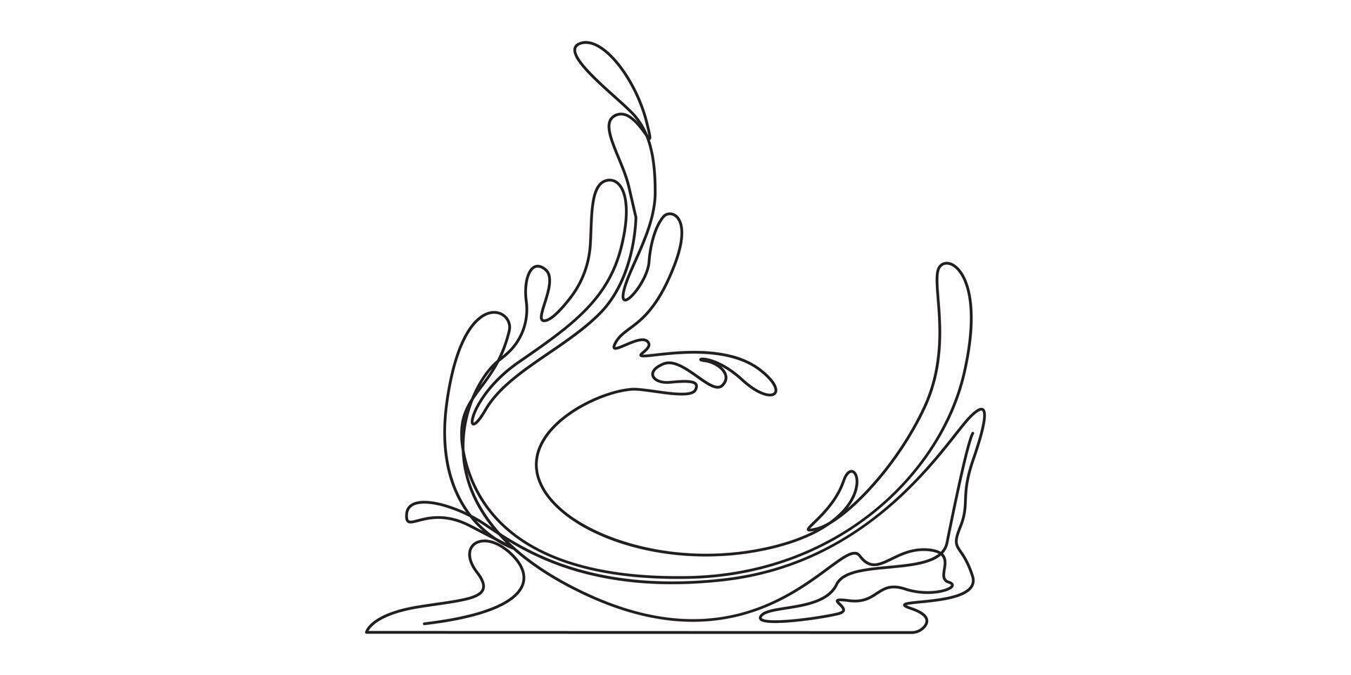 Continuous one Line Drawing of a Dynamic Water Splash vector