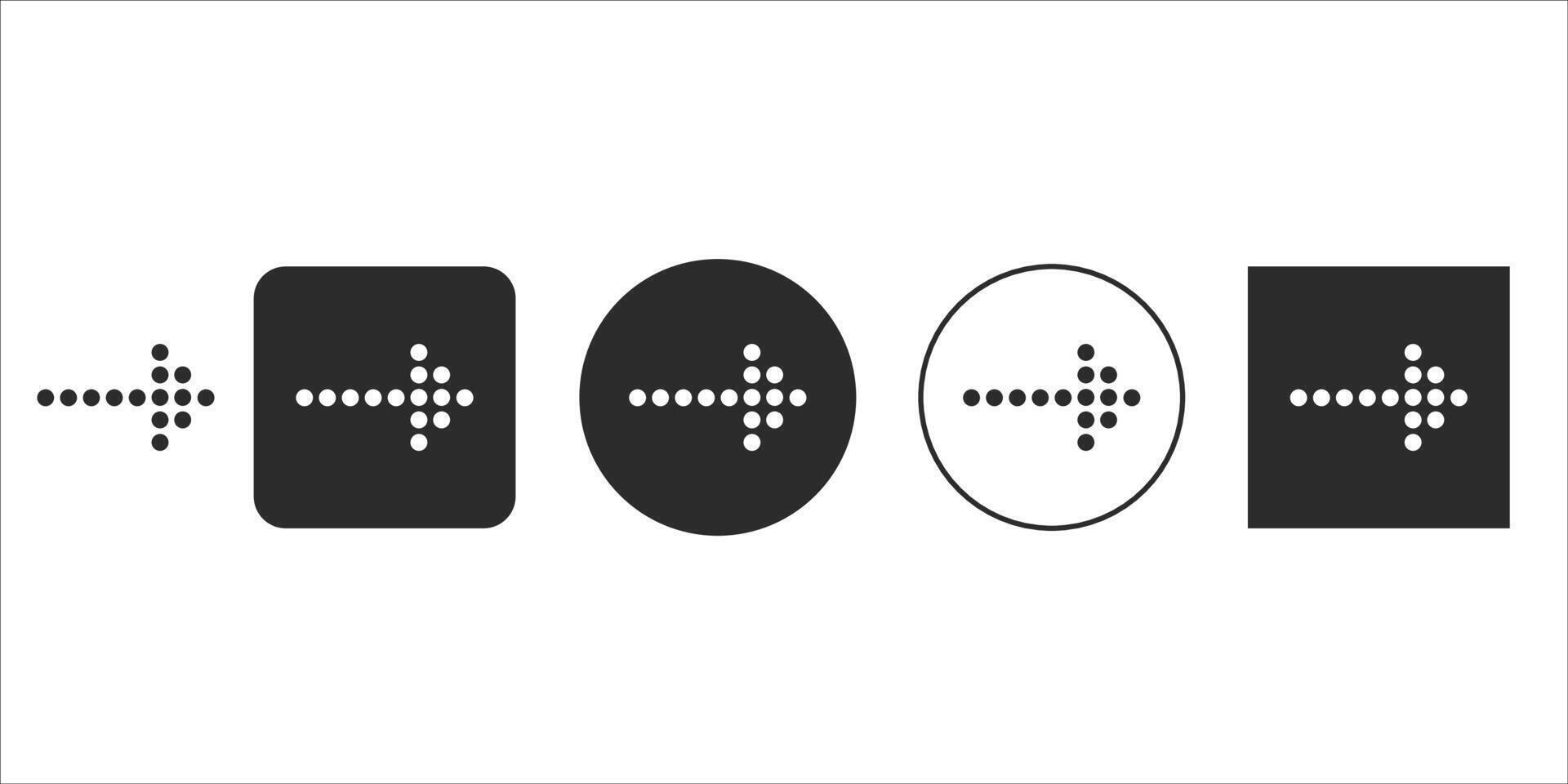 Dotted right arrow navigation icon set vector
