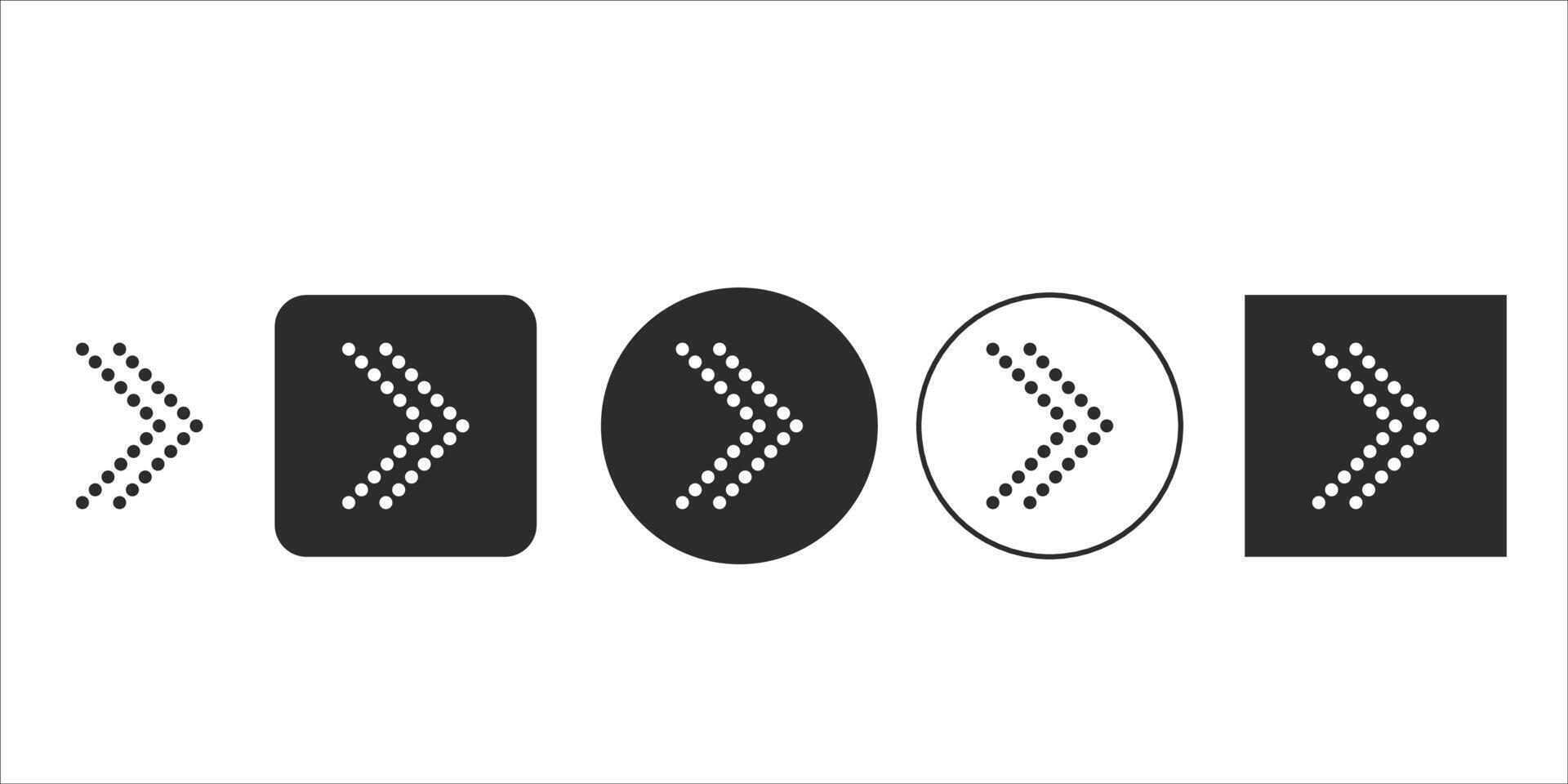 Dotted forward chevron arrow icon set for interface design vector