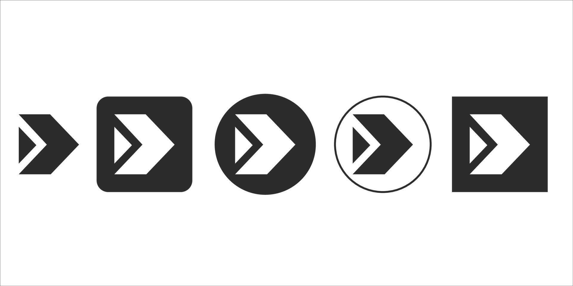 Modern black and white UI arrow icons set for web design vector