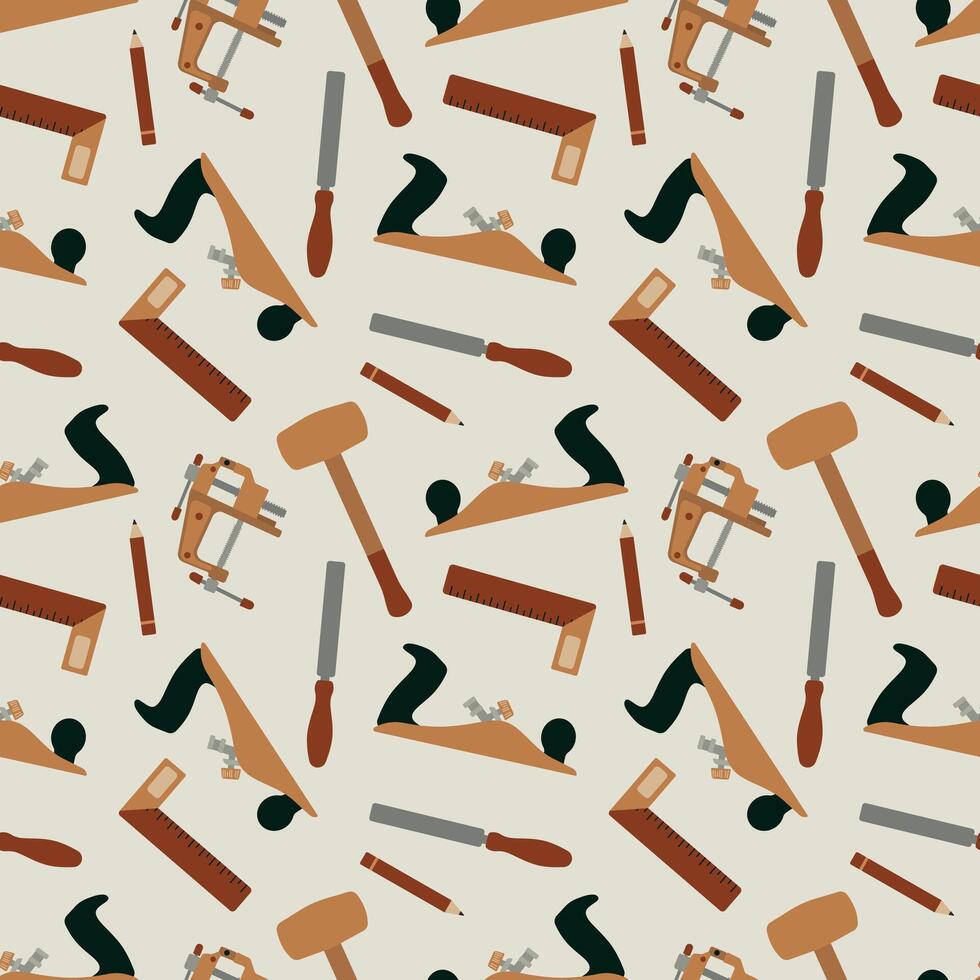 Woodworking tools and supplies pattern design vector