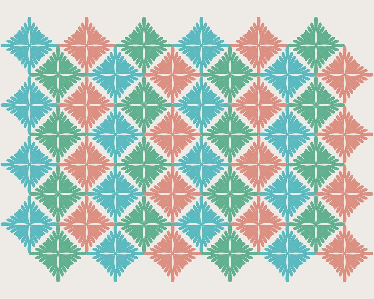 Geometric pattern vibrant diamond repeated textile motif pattern with a touch of elegance, creating a captivating visual texture editable vector