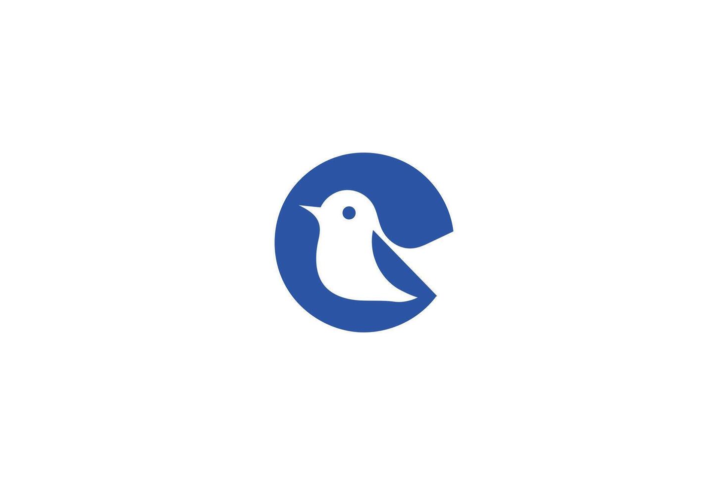 Minimal C-Shaped Bird Icon in Negative Space vector