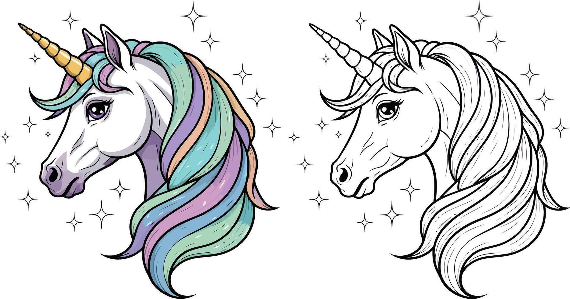 Elegant unicorn with rainbow mane in a starry setting radiating magic and fantasy vibes vector