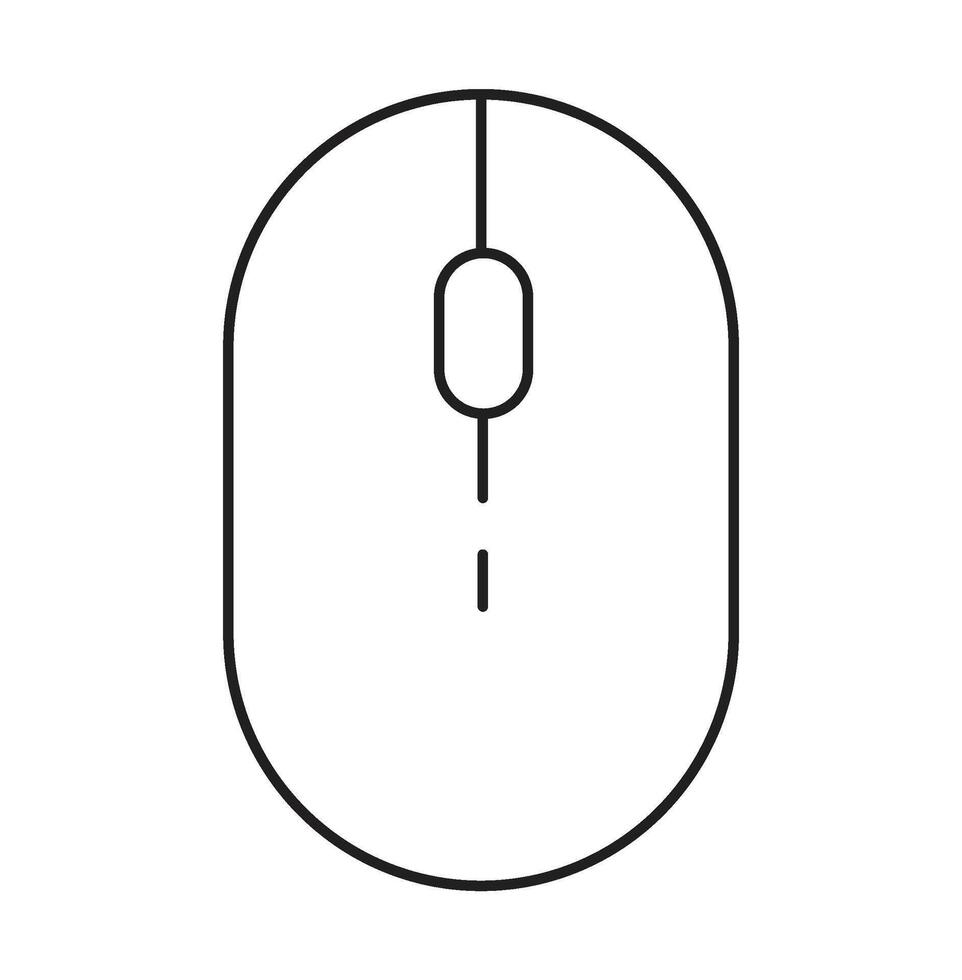 Minimalist Outline Icon of a Computer Mouse on White Background line art vector
