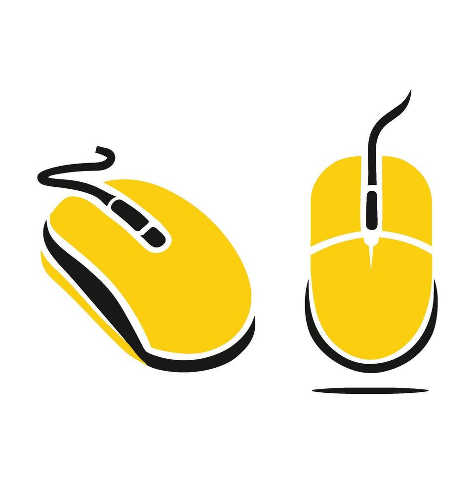 Two Yellow Computer Mice One Angled One Front View computer mouse technology vector