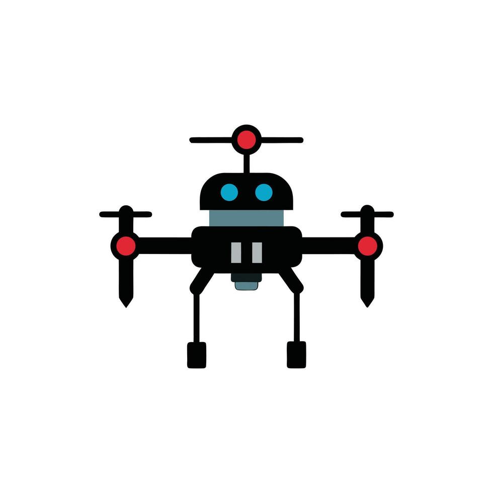 Flat Design Robotic Quadcopter Drone Icon vector