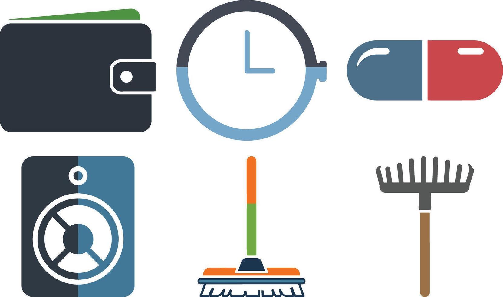 Collection of office and technology icons representing printing and presentation tools vector