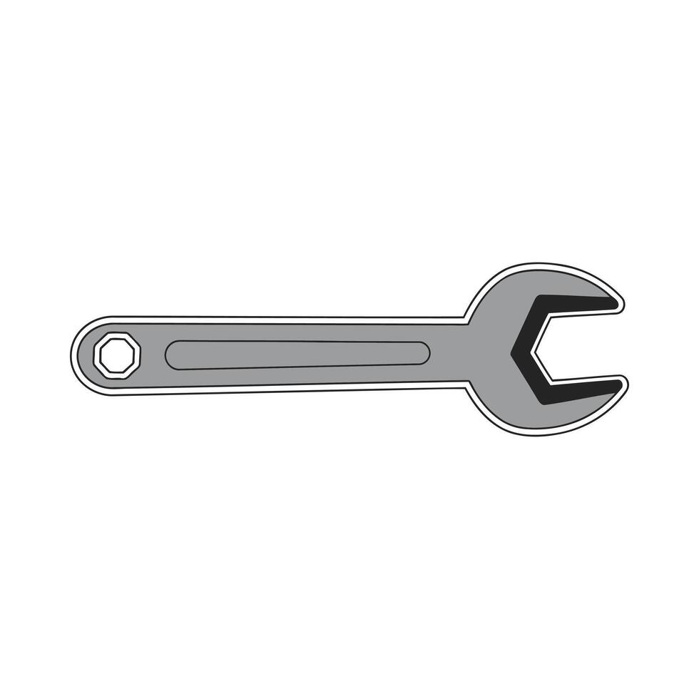 Simple line drawing of a combination wrench on a white background vector