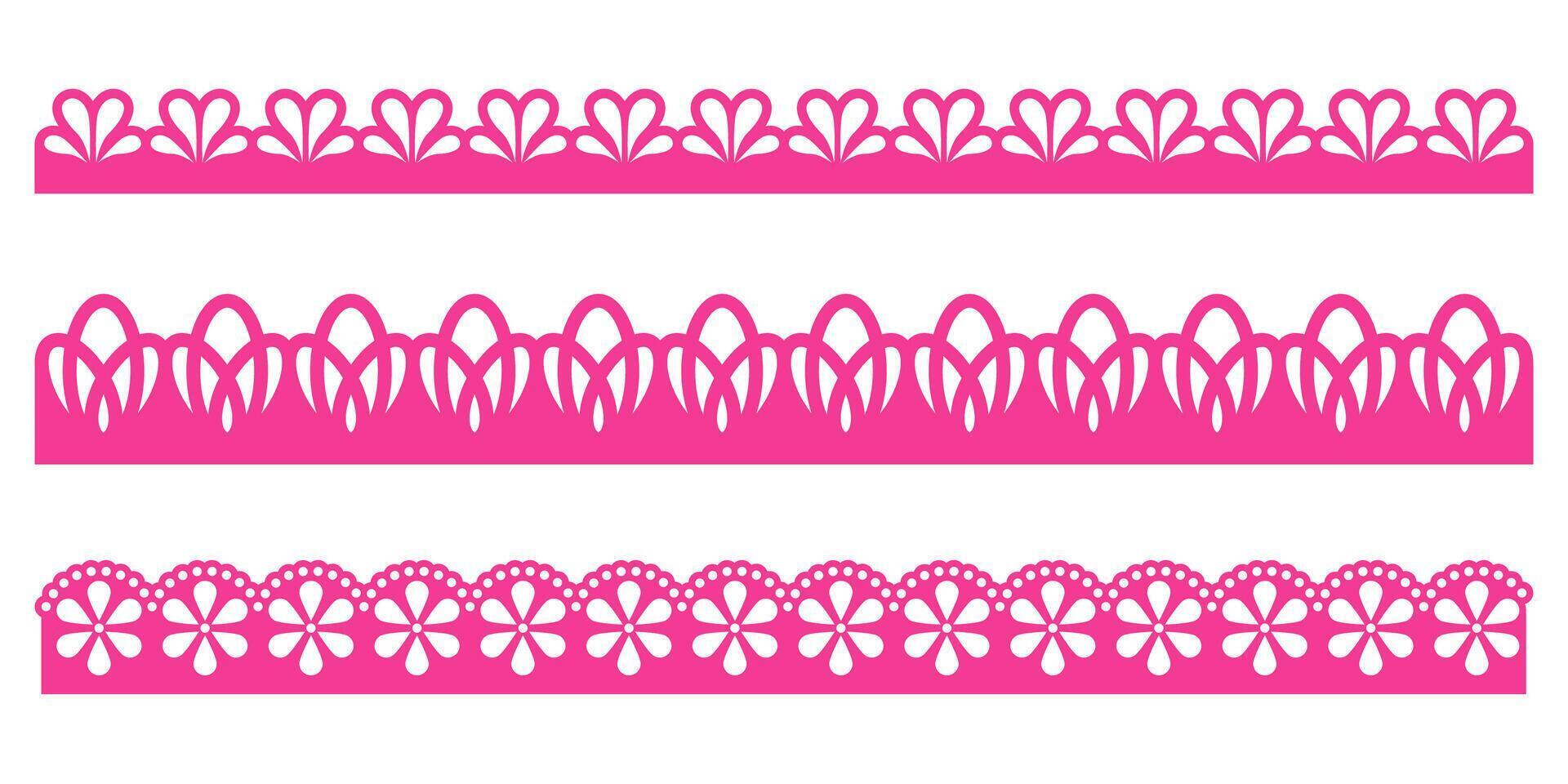 Lace scallop border edge frame pattern trim tape simple moves with light rhythm. This punch paper detail enriches the texture. A gentle trim for decorative projects. vector