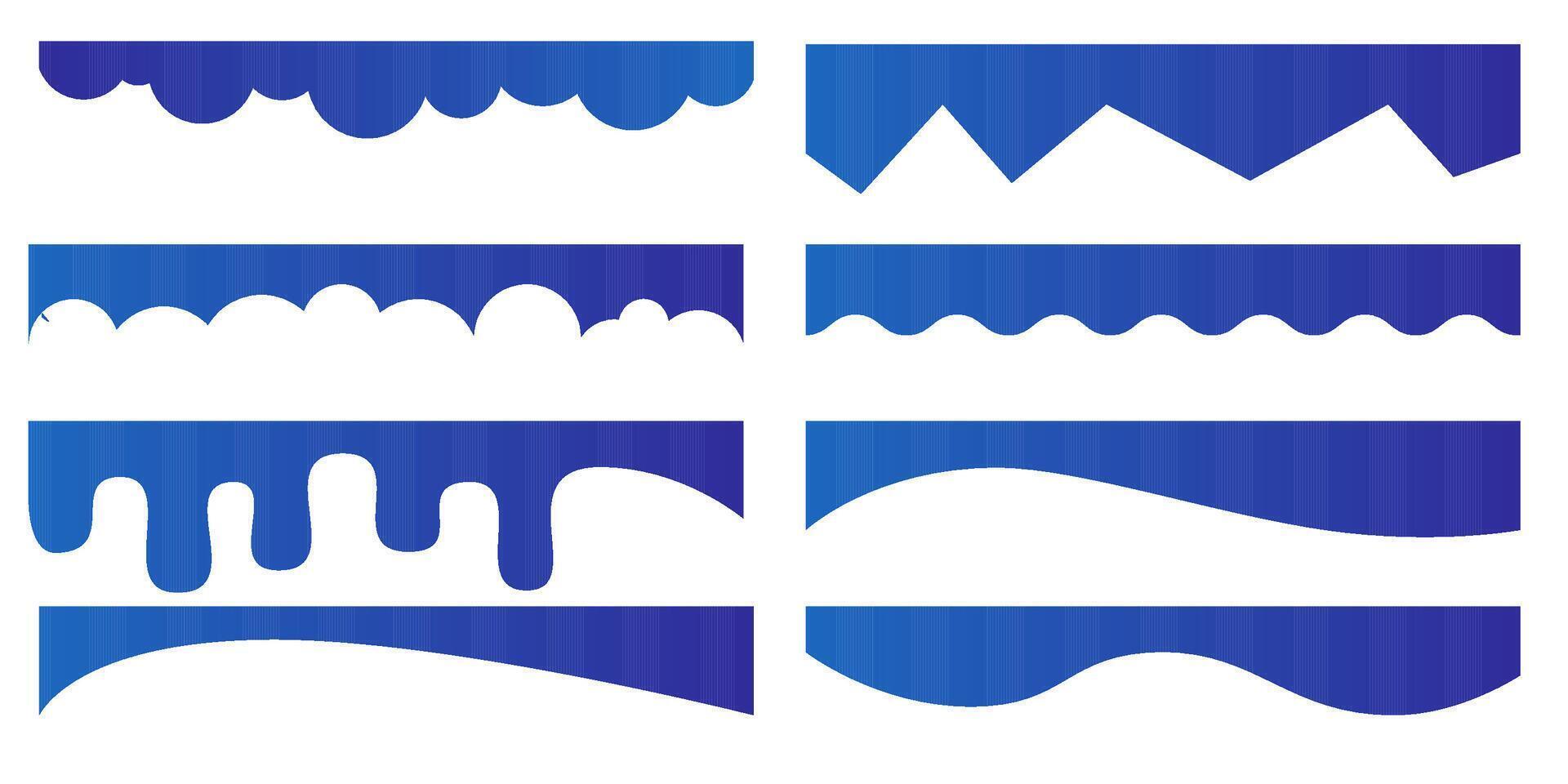 Template set of wave and curve dividers for banners and page headers, featuring organic lines and modern graphic elements for clean website or app presentation. vector