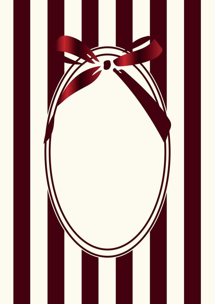 vertical poster template in light color with red stripes with a voluminous bow with a red gradient, for invitations, flyers or decorative frames vector