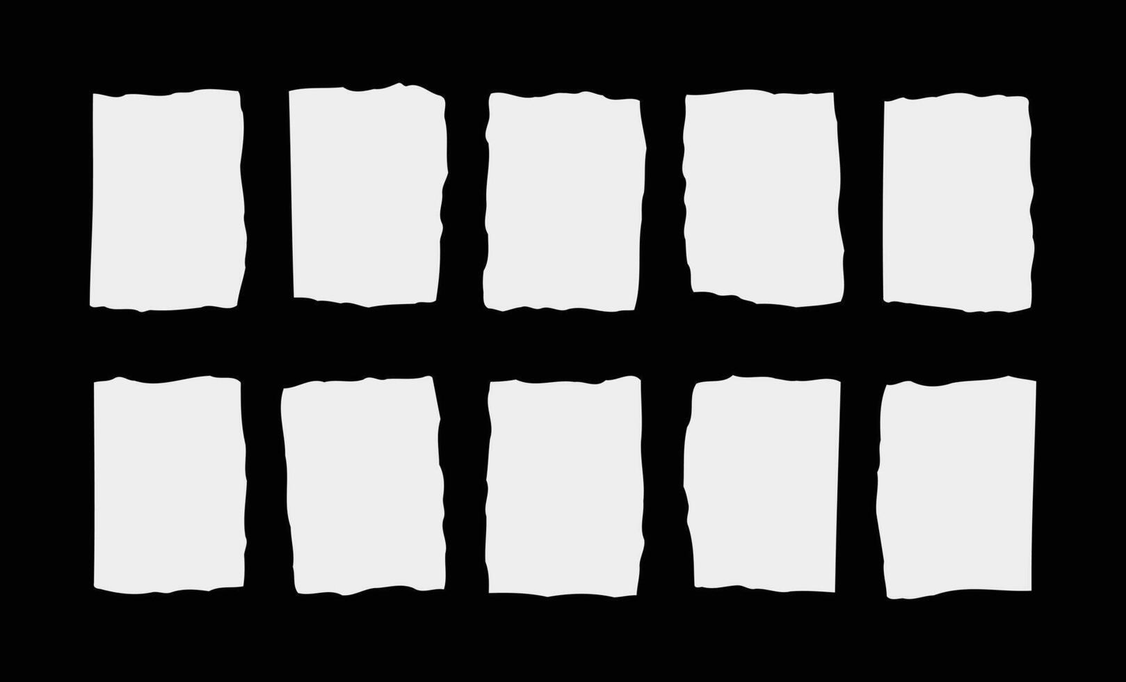 Ten blank torn paper scraps arranged in two rows vector