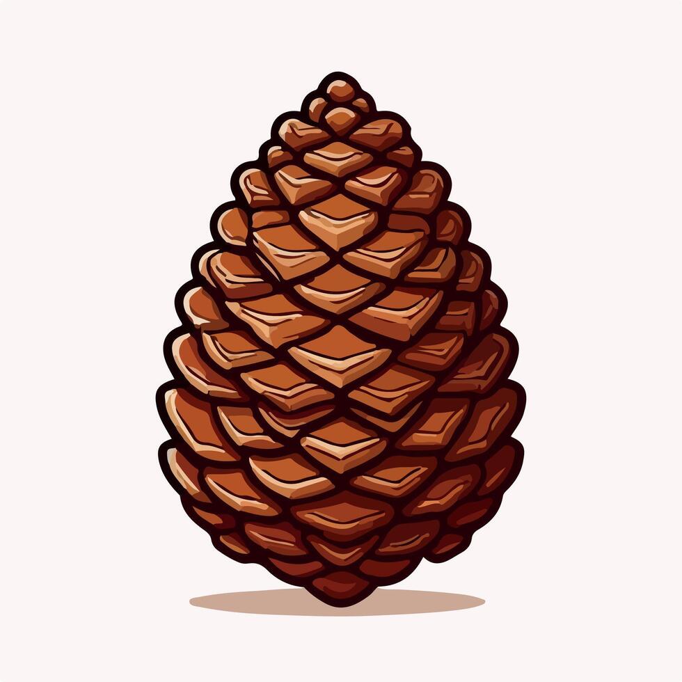 Stylized illustration of a pine cone in a minimalist style with a white background for creative design projects vector