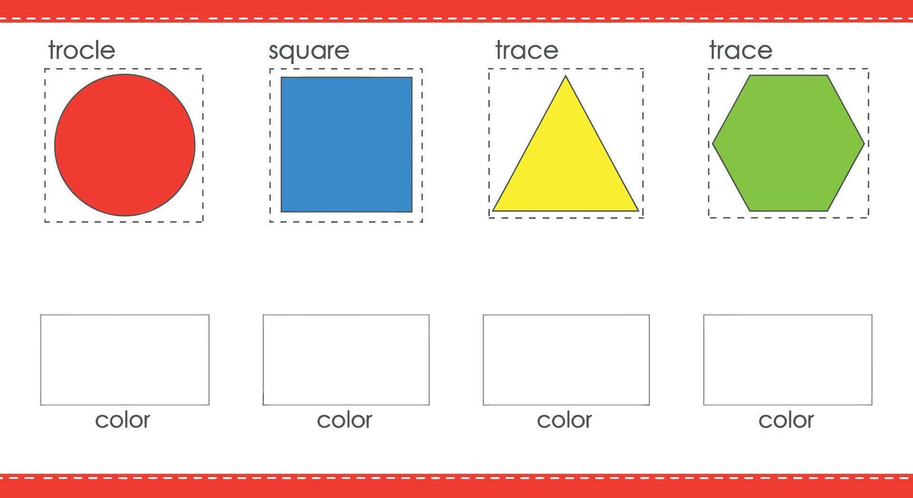 Educational worksheet for children to learn and practice identifying basic geometric shapes and their names, encouraging early learning and cognitive development vector