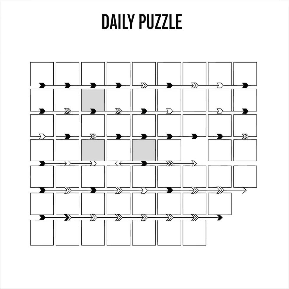illustration of a blank grid puzzle template with a sequential path for a daily word game or logic challenge vector