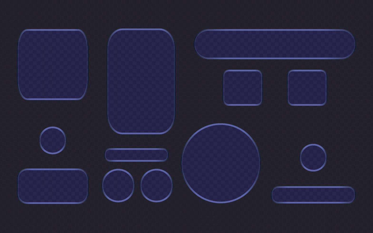 Light frame liquid glass, glass panel set for mobile and web app, tech board frame in futuristic new style vector