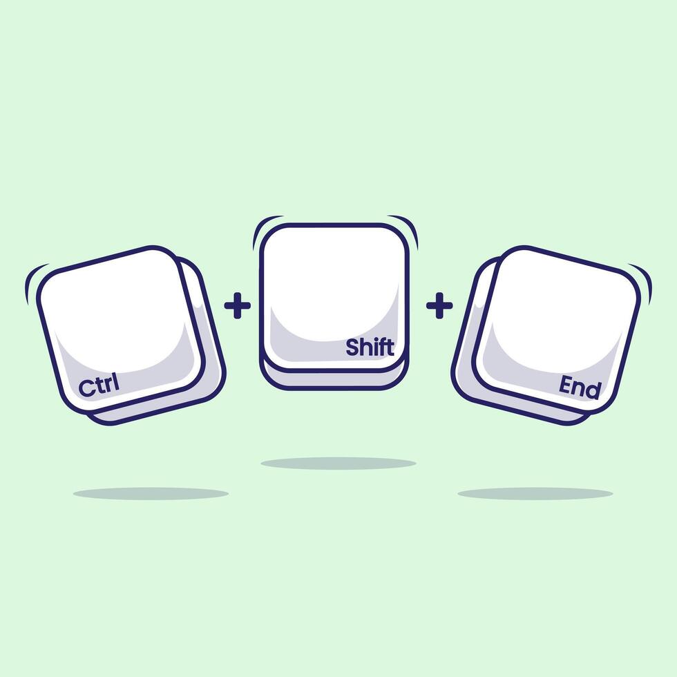 Cute Keyboard combination shortcut Ctrl Shift plus End icon, button, symbol suitable used for fast typing technology on modern era vector