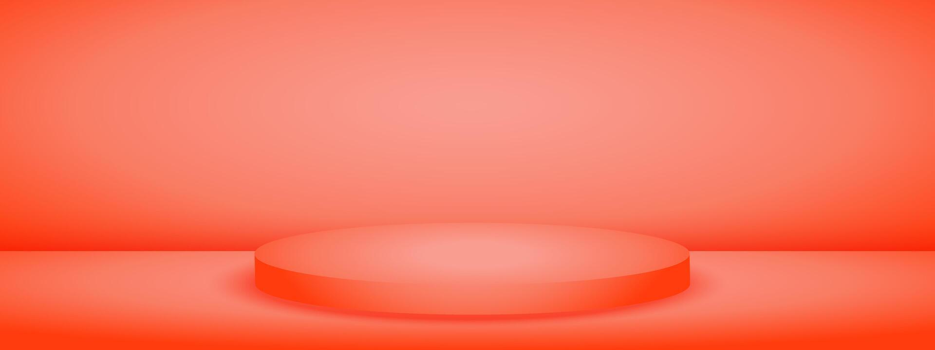 Limbo orange background with podium pedestal. Abstract studio gradient bg. Modern banner with empty space for advertising text. illustration. vector