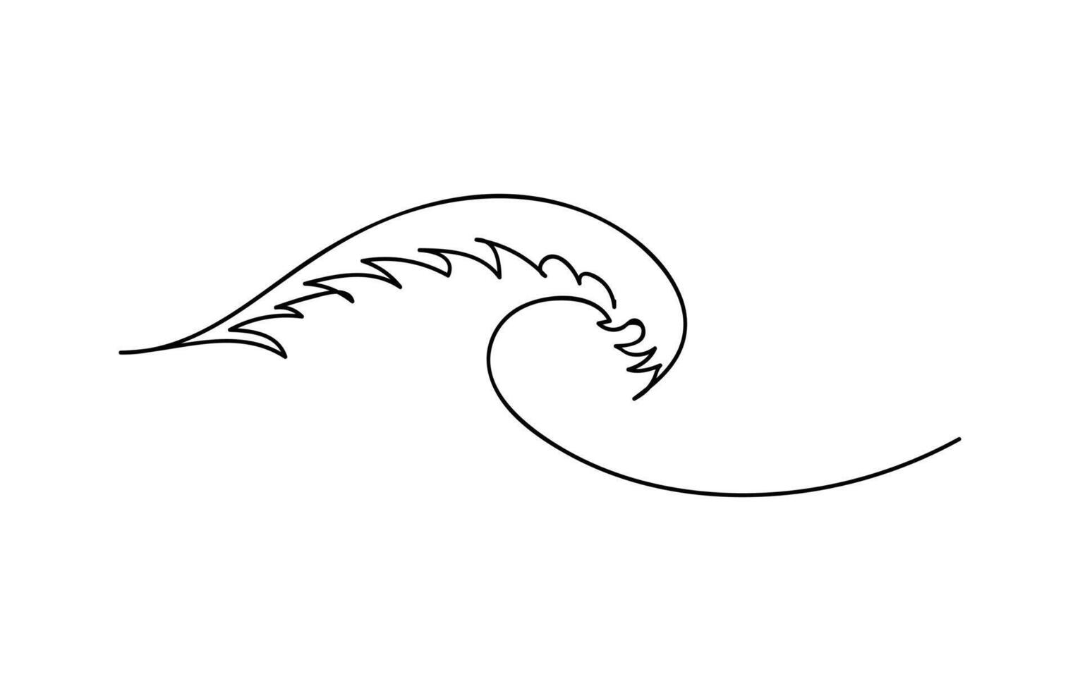 Sea wave in a single continuous line drawing on a clean white background for minimal ocean artwork vector
