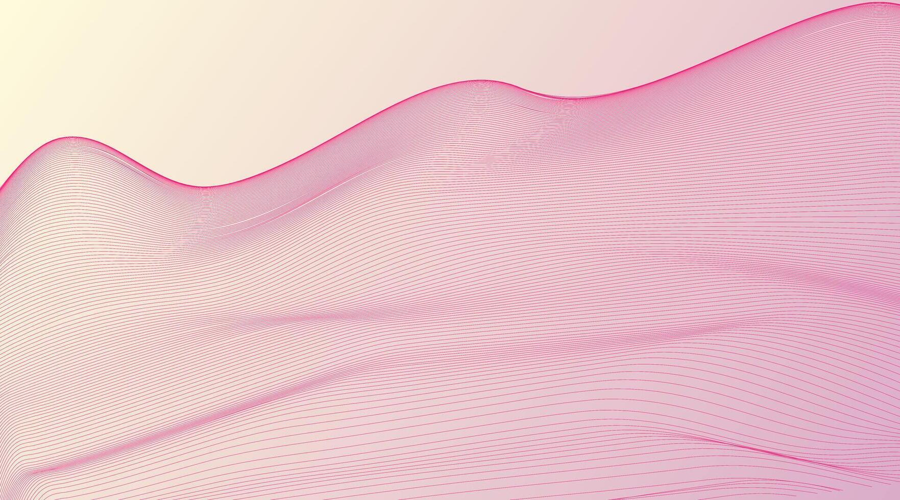 Abstract Pink and Yellow Gradient Wave Background, Futuristic Digital Mesh Lines Texture, Modern Smooth Flowing Cyber Art vector