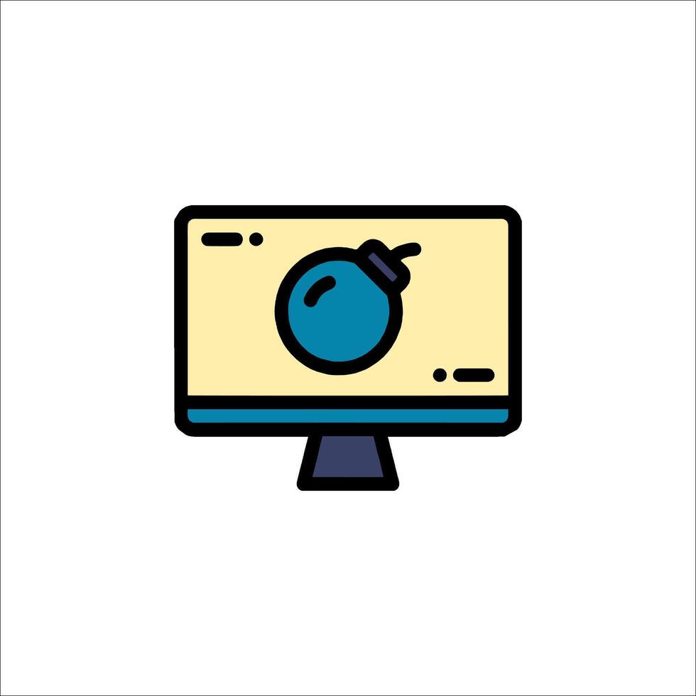 Computer Virus Bomb Cyber Attack Security Threat Icon, data breach vector
