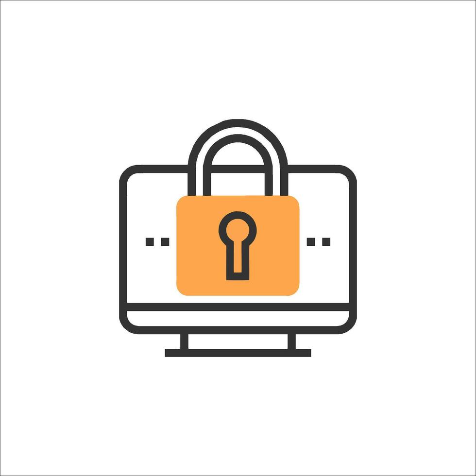 Computer Security Lock on Screen Icon Data Protection, secure access vector