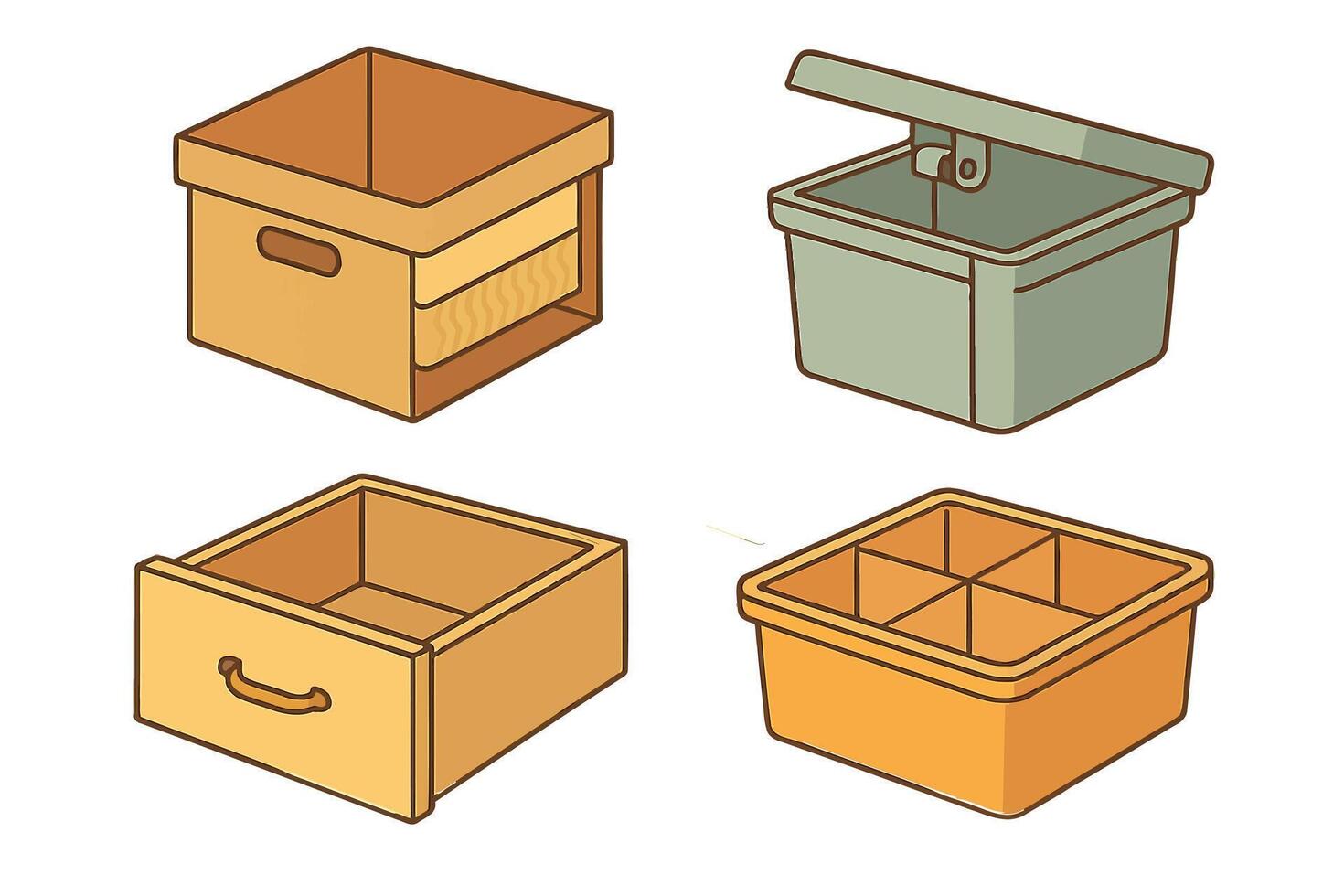 four different boxes with different contents vector