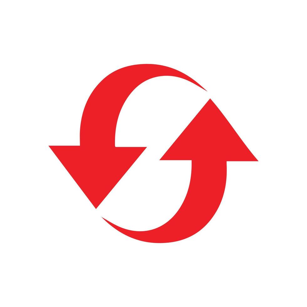 Circular red arrows icon symbolizing a continuous business growth cycle, workflow synchronization, and process renewal for development vector
