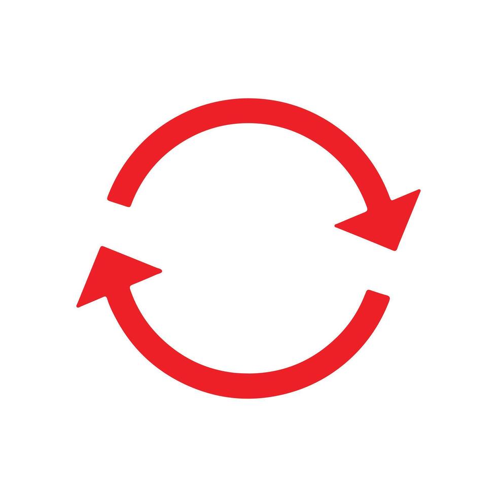 Red Circular Arrow Icon Symbolizing Refresh, Reload, Update, Rotation, and Cycle on White Background vector